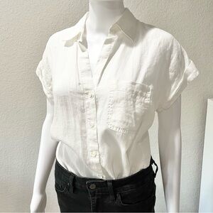Aritzia Short Sleeved White Linen Shirt